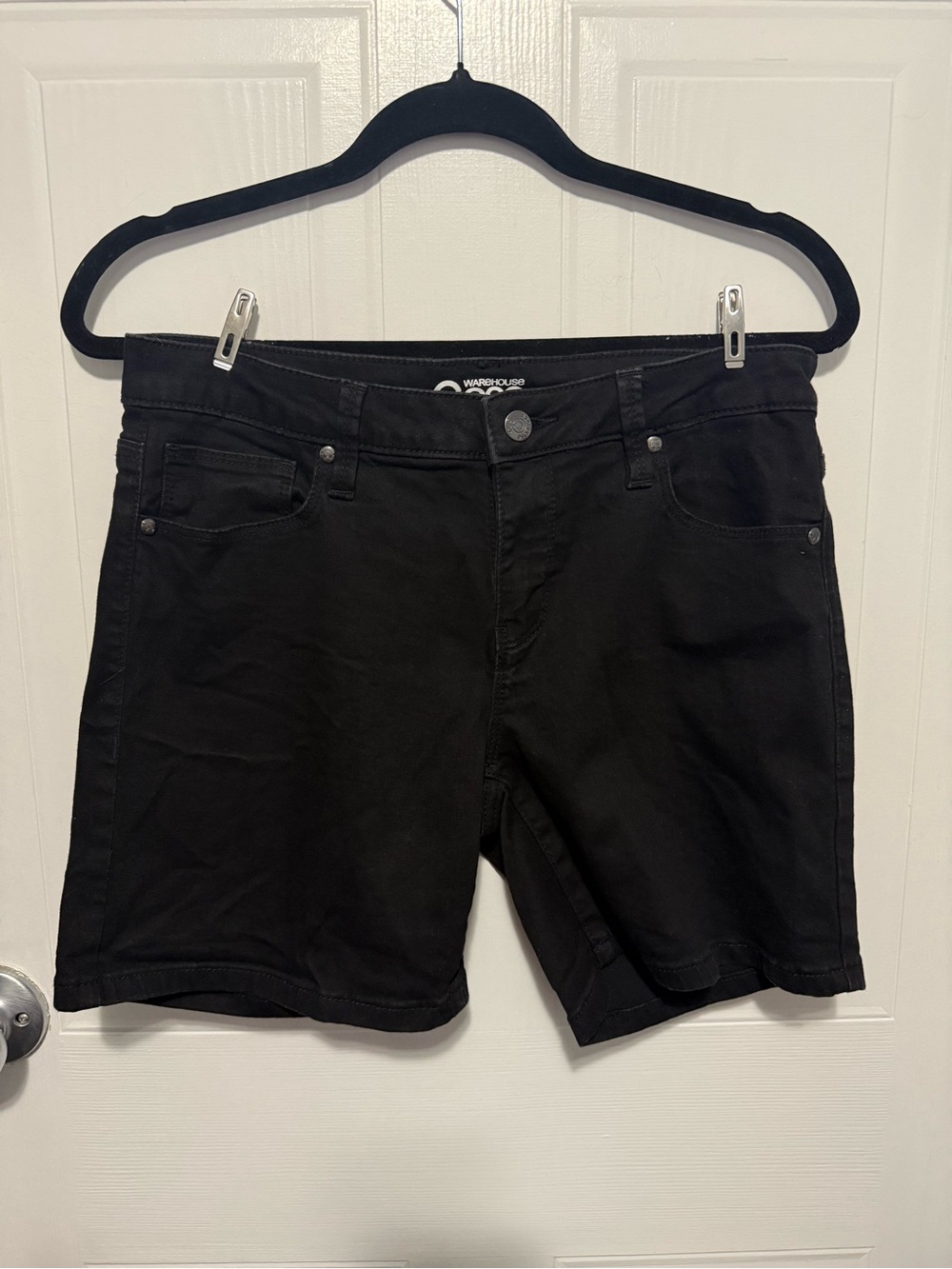Warehouse Black Stretch Denim Jean Shorts